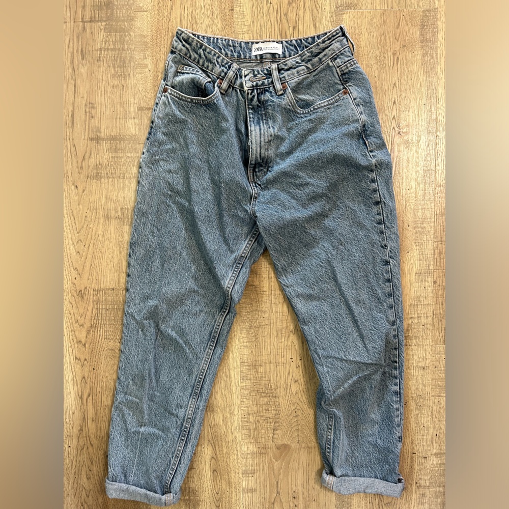 Zara boyfriend fit wide leg crop denim